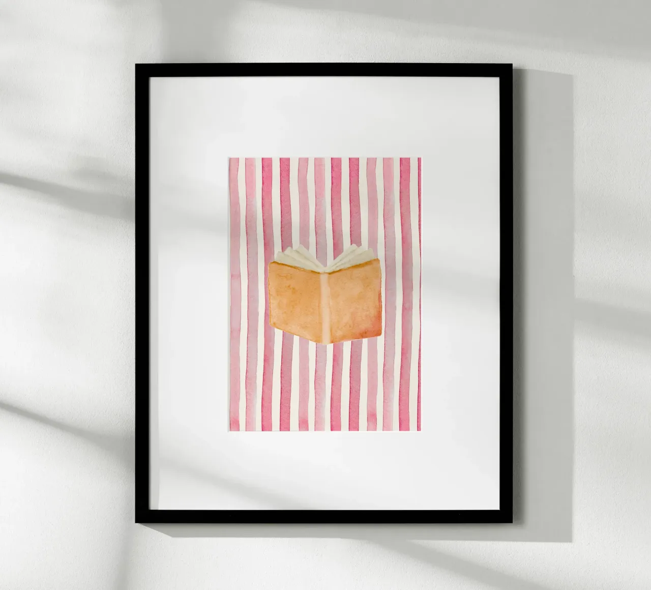 Libro aperto ad acquerello - Poster a strisce rosa poster da vintagepod