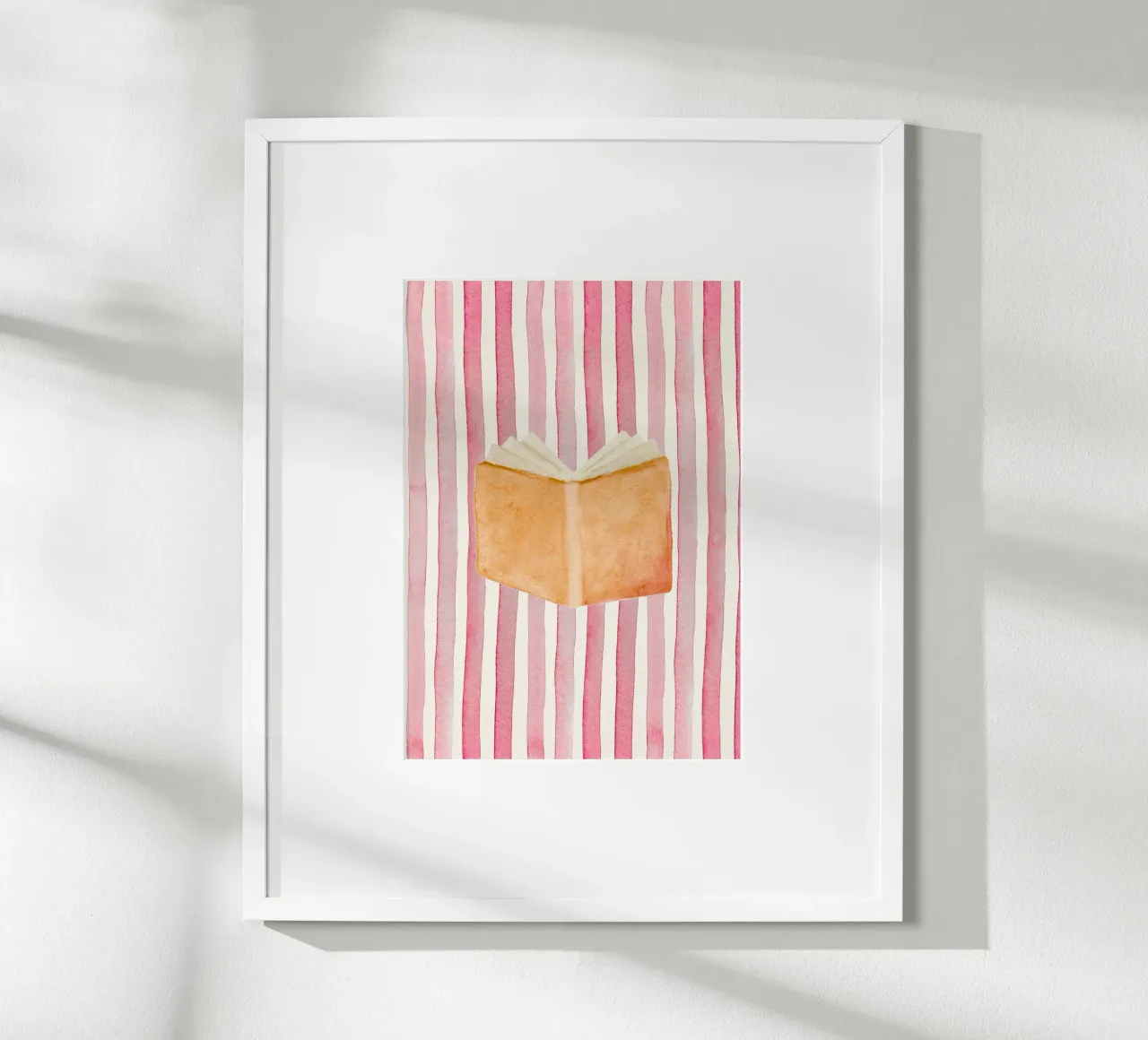 Libro aperto ad acquerello - Poster a strisce rosa poster da vintagepod