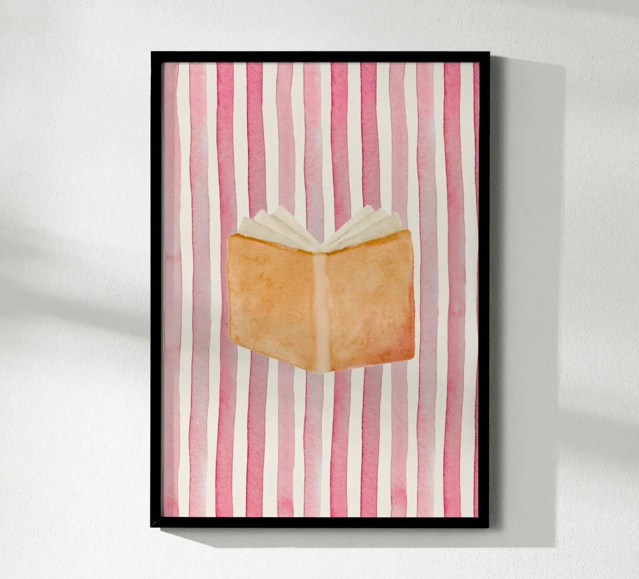Libro aperto ad acquerello - Poster a strisce rosa poster da vintagepod