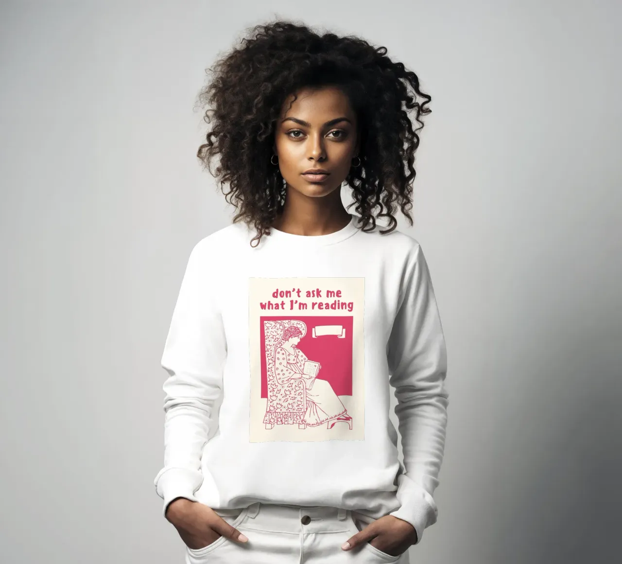 "Póster retro "No me preguntes lo que leo sudadera de vintagepod