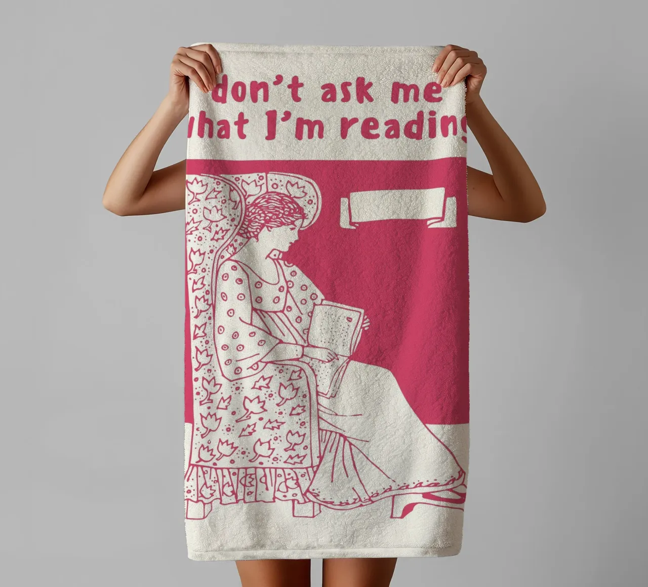 "Don't Ask Me What I'm Reading" Retro Poster towel by vintagepod