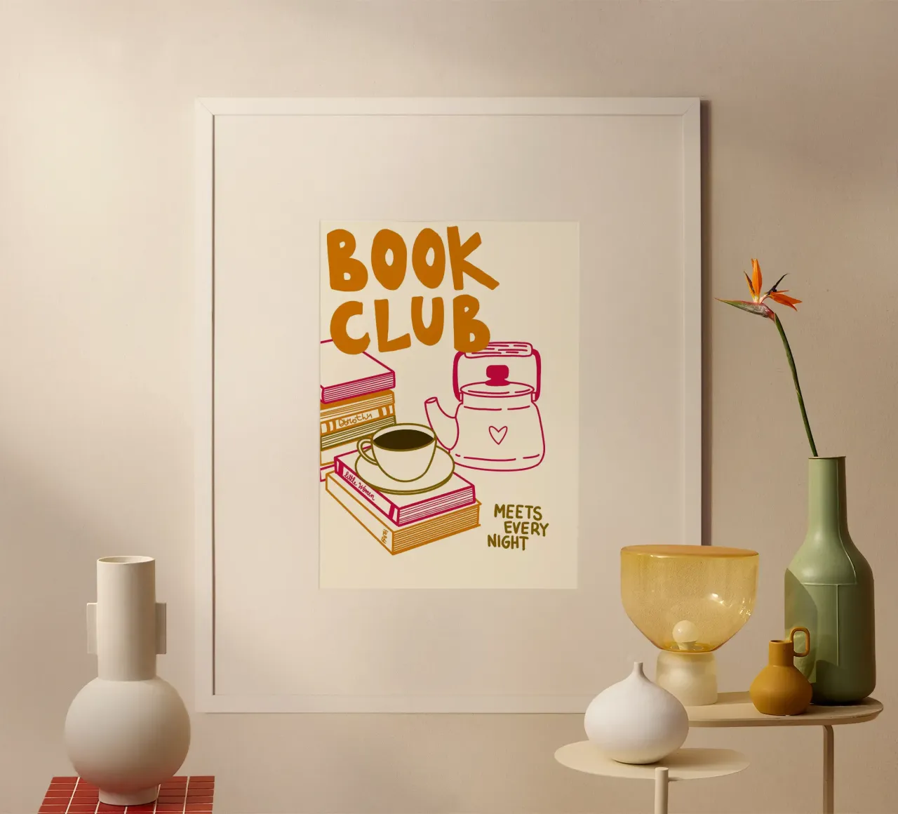 Affiche "Le club de lecture se réunit tous les soirs". poster de vintagepod