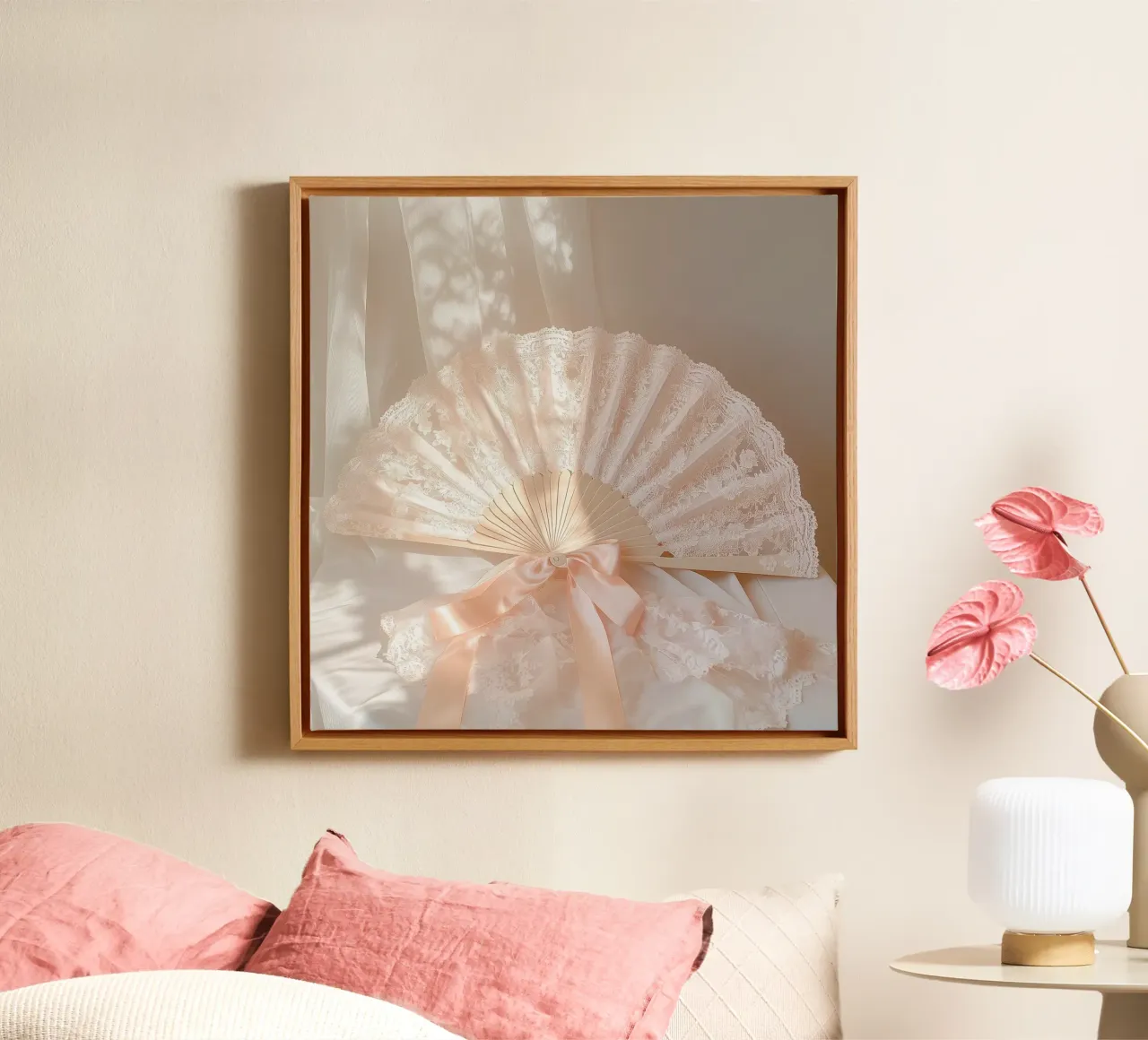 Whispers in Pink canvas met Baklijst van StillVibe Home