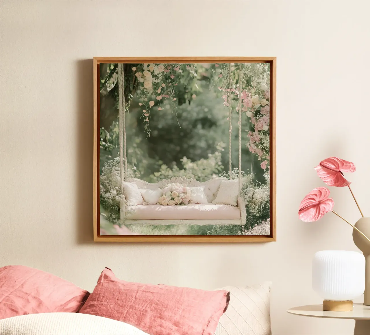 Sussurri in rosa tela con Cornice a cassetta da StillVibe Home