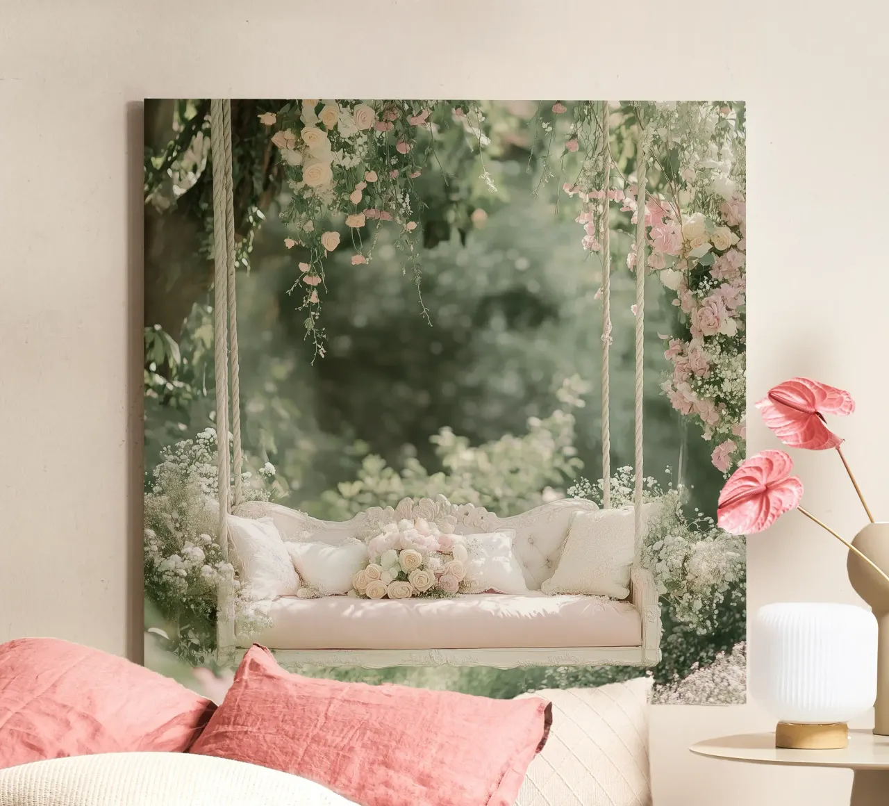 Sussurri in rosa tela con Cornice a cassetta da StillVibe Home