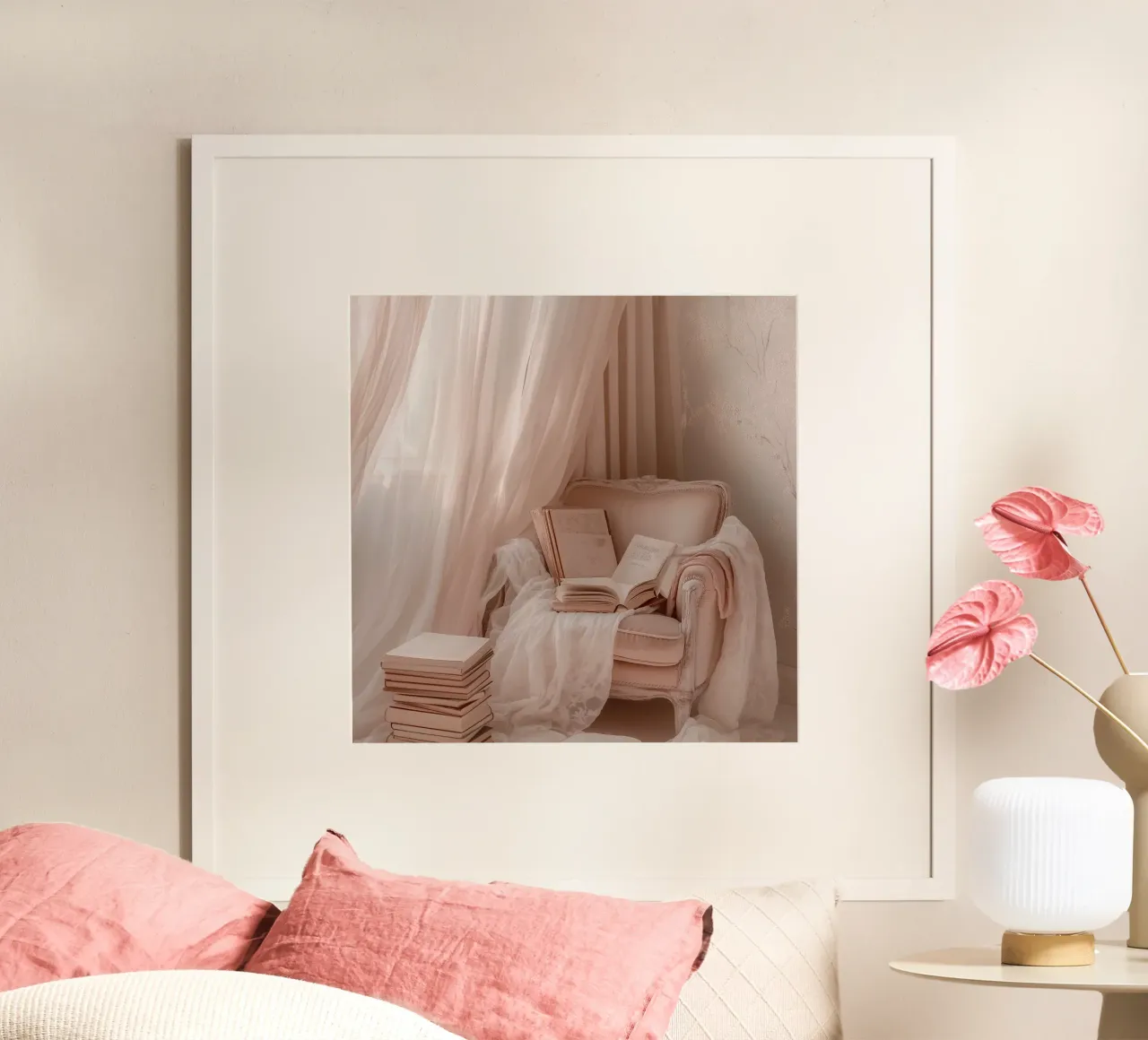 Sussurri in rosa poster con telaio in alluminio da StillVibe Home