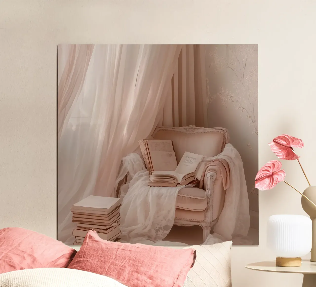 Sussurri in rosa poster con telaio in alluminio da StillVibe Home