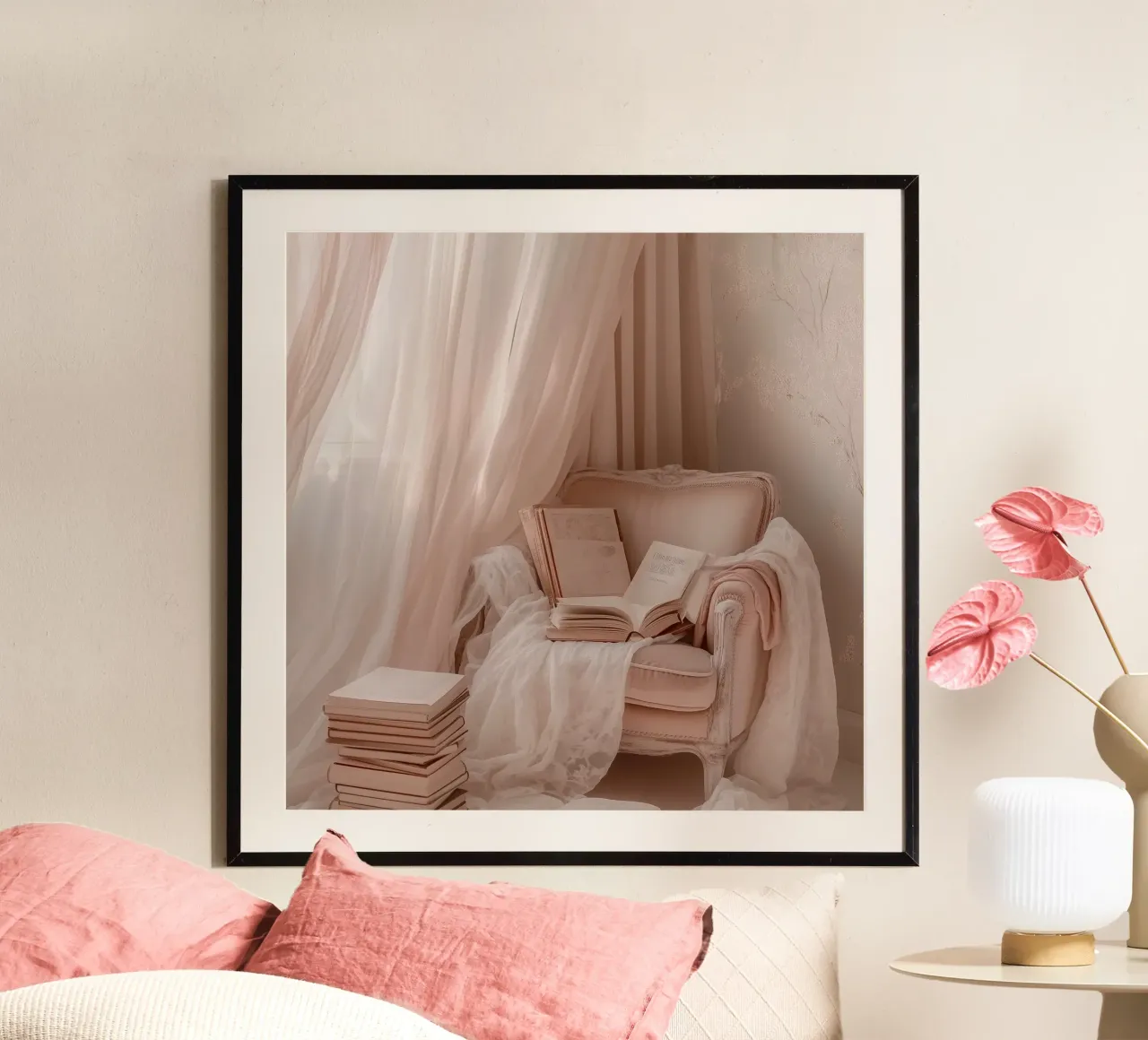 Sussurri in rosa poster con telaio in alluminio da StillVibe Home