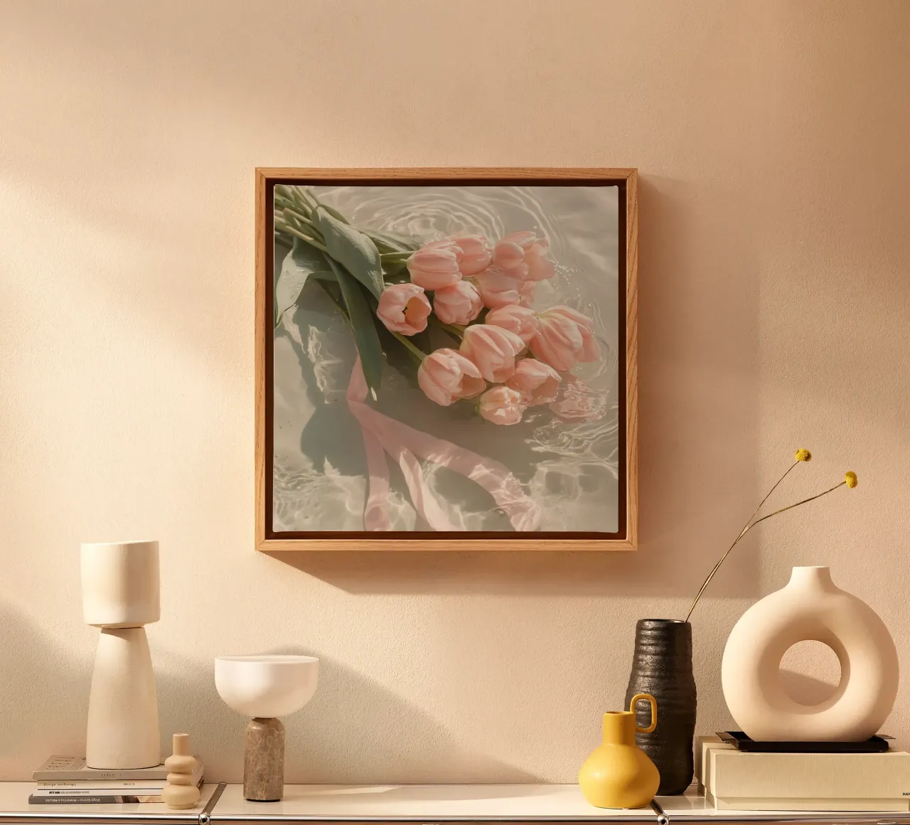 Sussurri in rosa tela con Cornice a cassetta da StillVibe Home