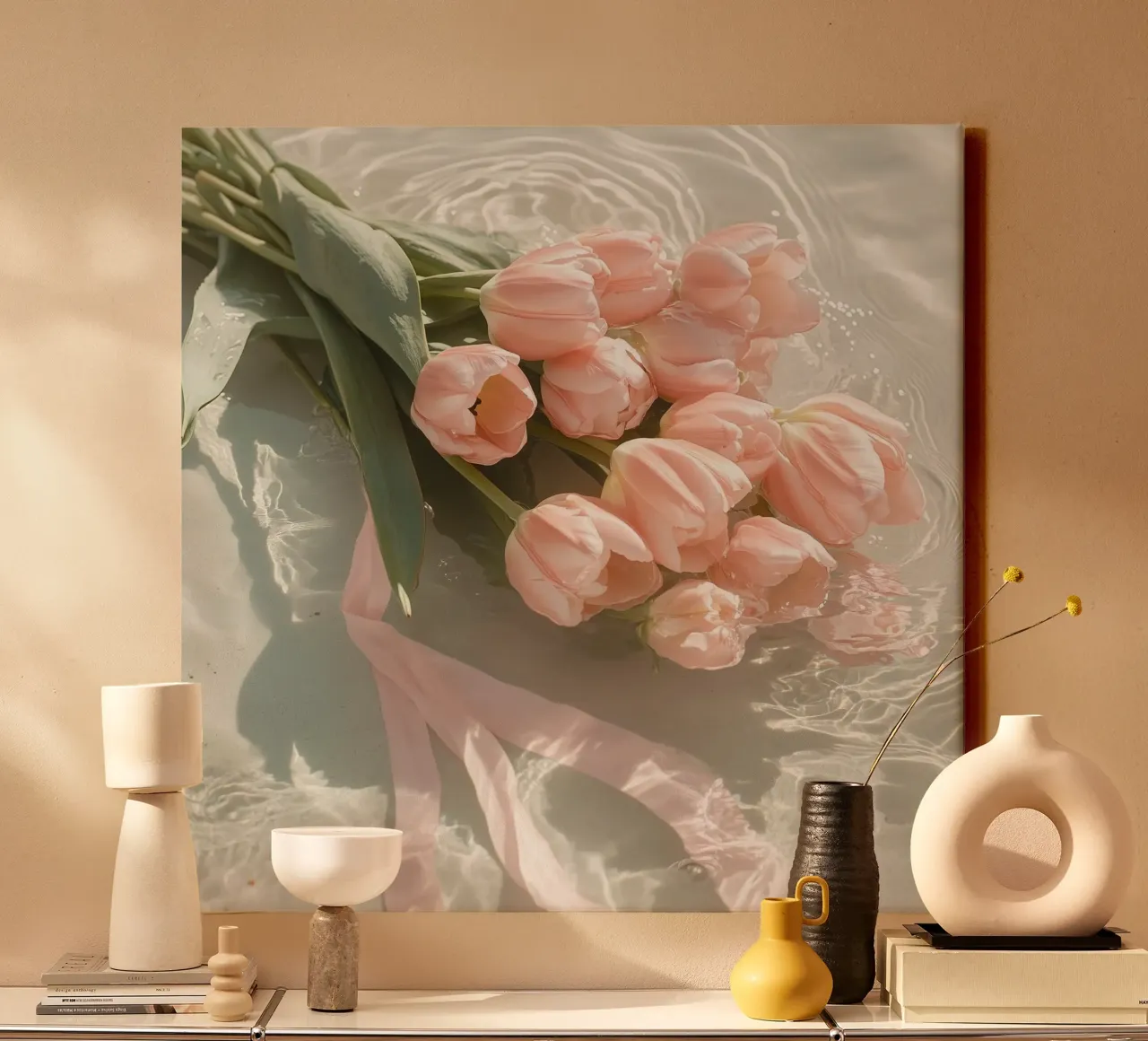 Sussurri in rosa tela con Cornice a cassetta da StillVibe Home