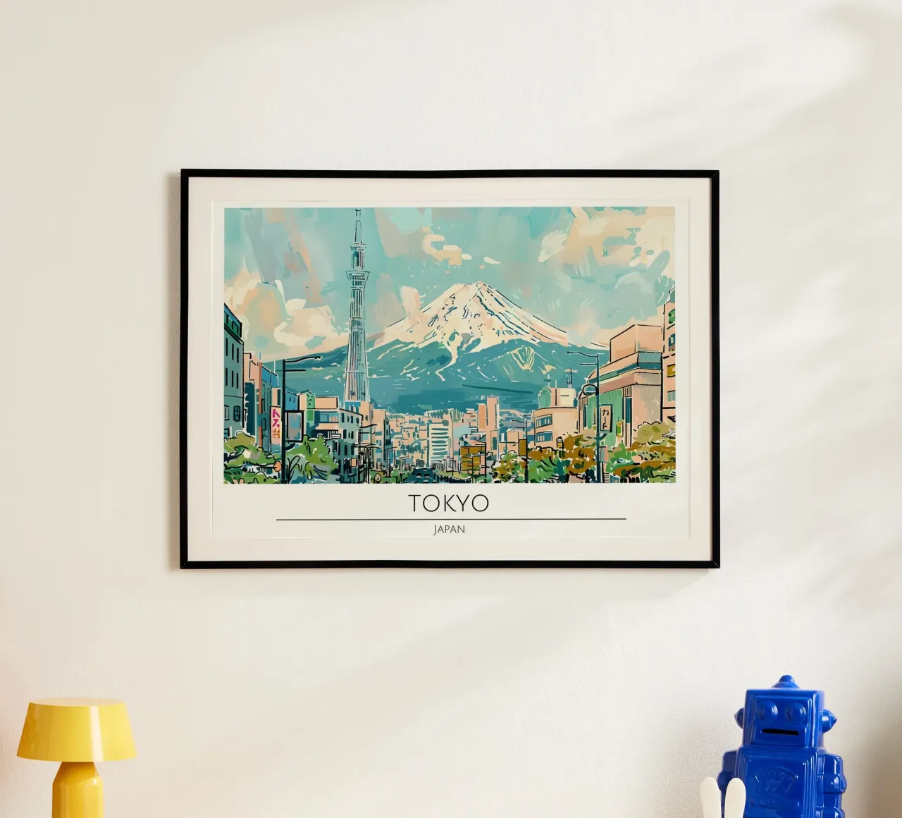 Poster di viaggio retrò Tokyo Skytree Mount Fuji poster con telaio in plastica da homdeco