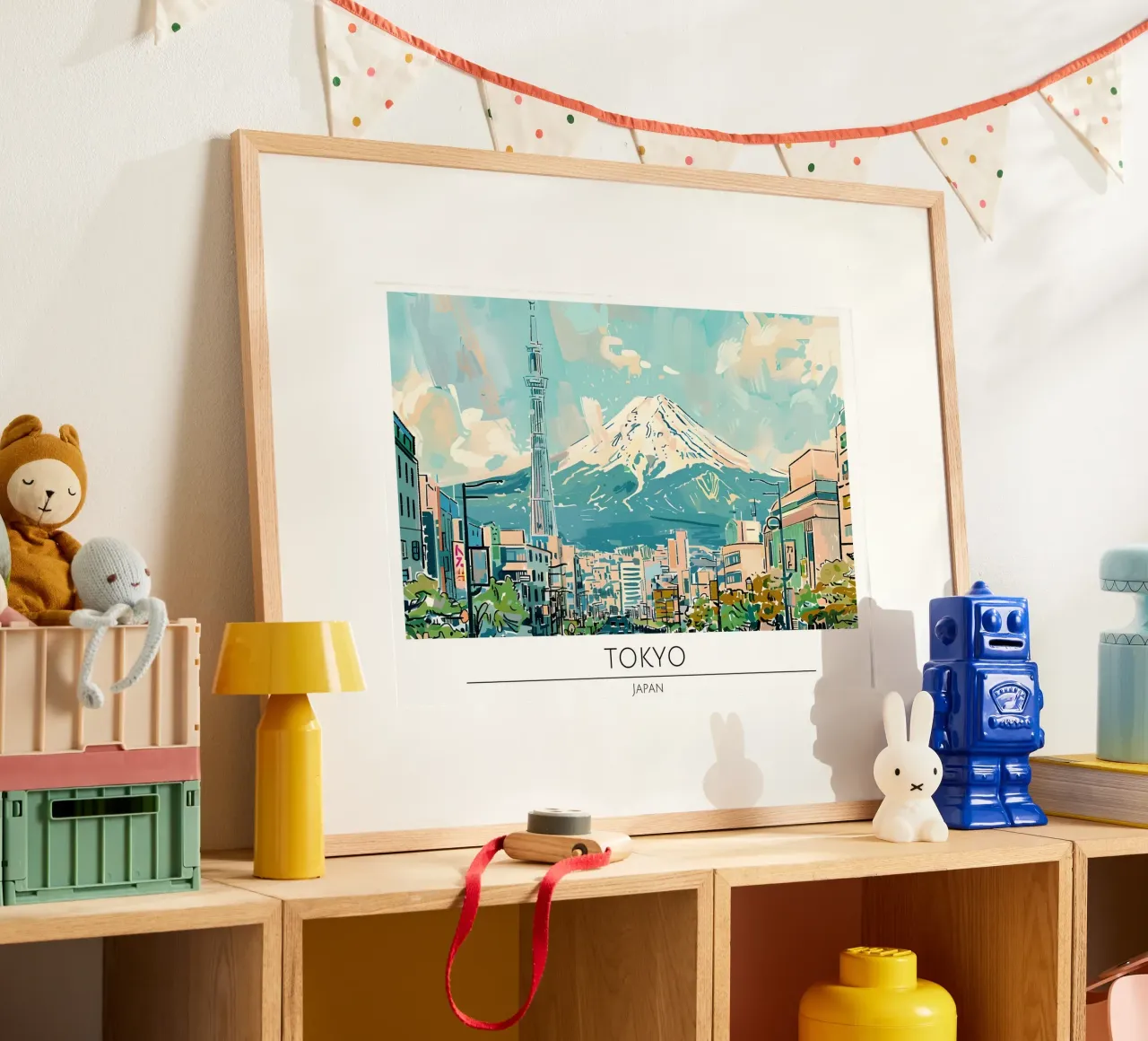 Poster di viaggio retrò Tokyo Skytree Mount Fuji poster con telaio in plastica da homdeco
