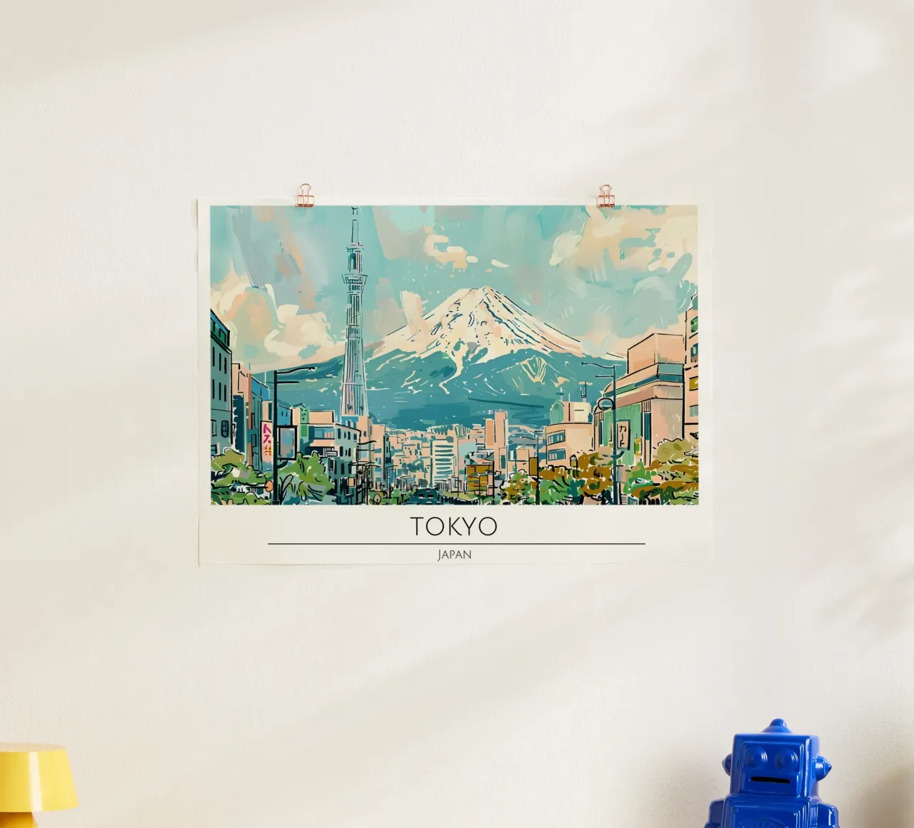 Poster di viaggio retrò Tokyo Skytree Mount Fuji poster con telaio in plastica da homdeco
