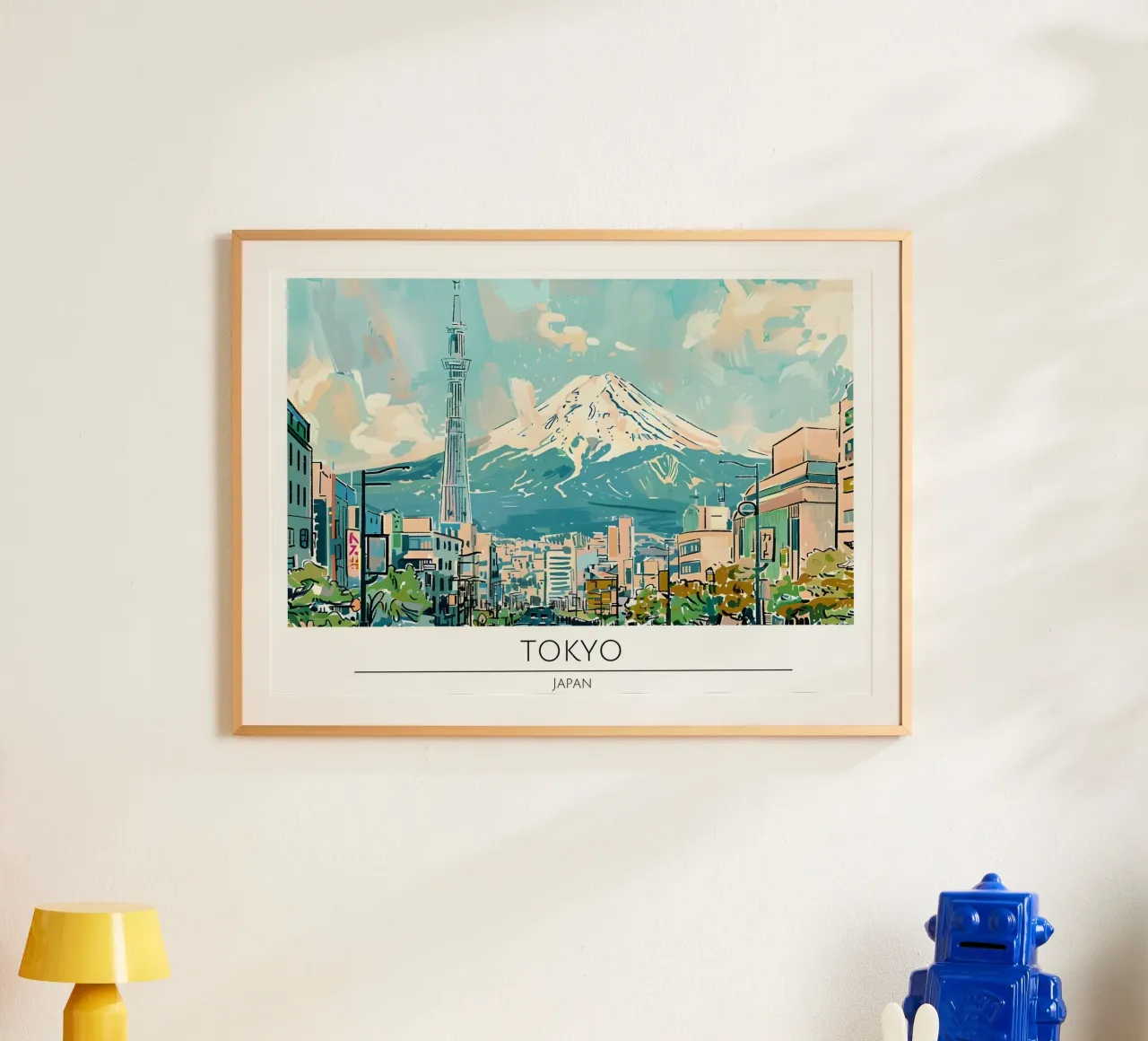 Poster di viaggio retrò Tokyo Skytree Mount Fuji poster con telaio in plastica da homdeco