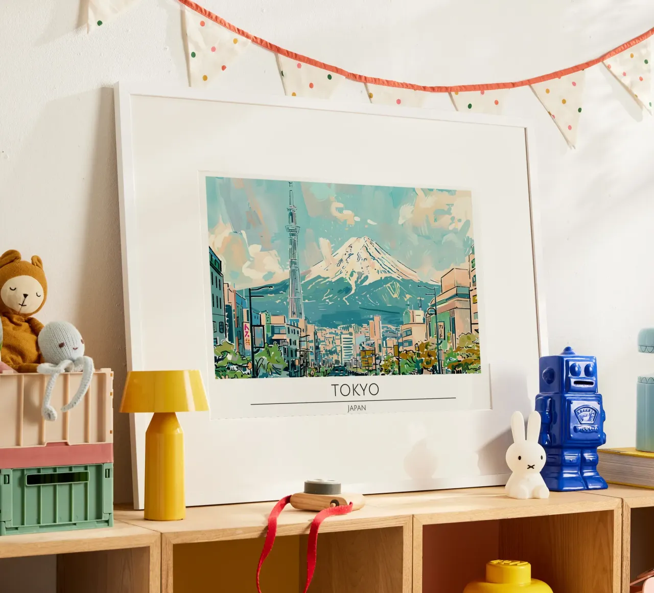 Poster di viaggio retrò Tokyo Skytree Mount Fuji poster con telaio in plastica da homdeco