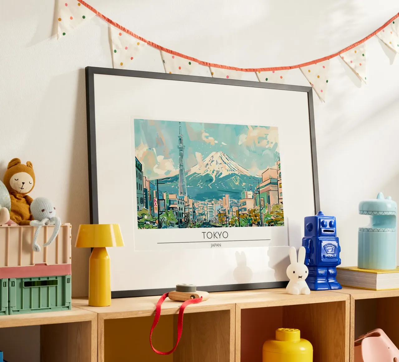 Poster di viaggio retrò Tokyo Skytree Mount Fuji poster con telaio in plastica da homdeco