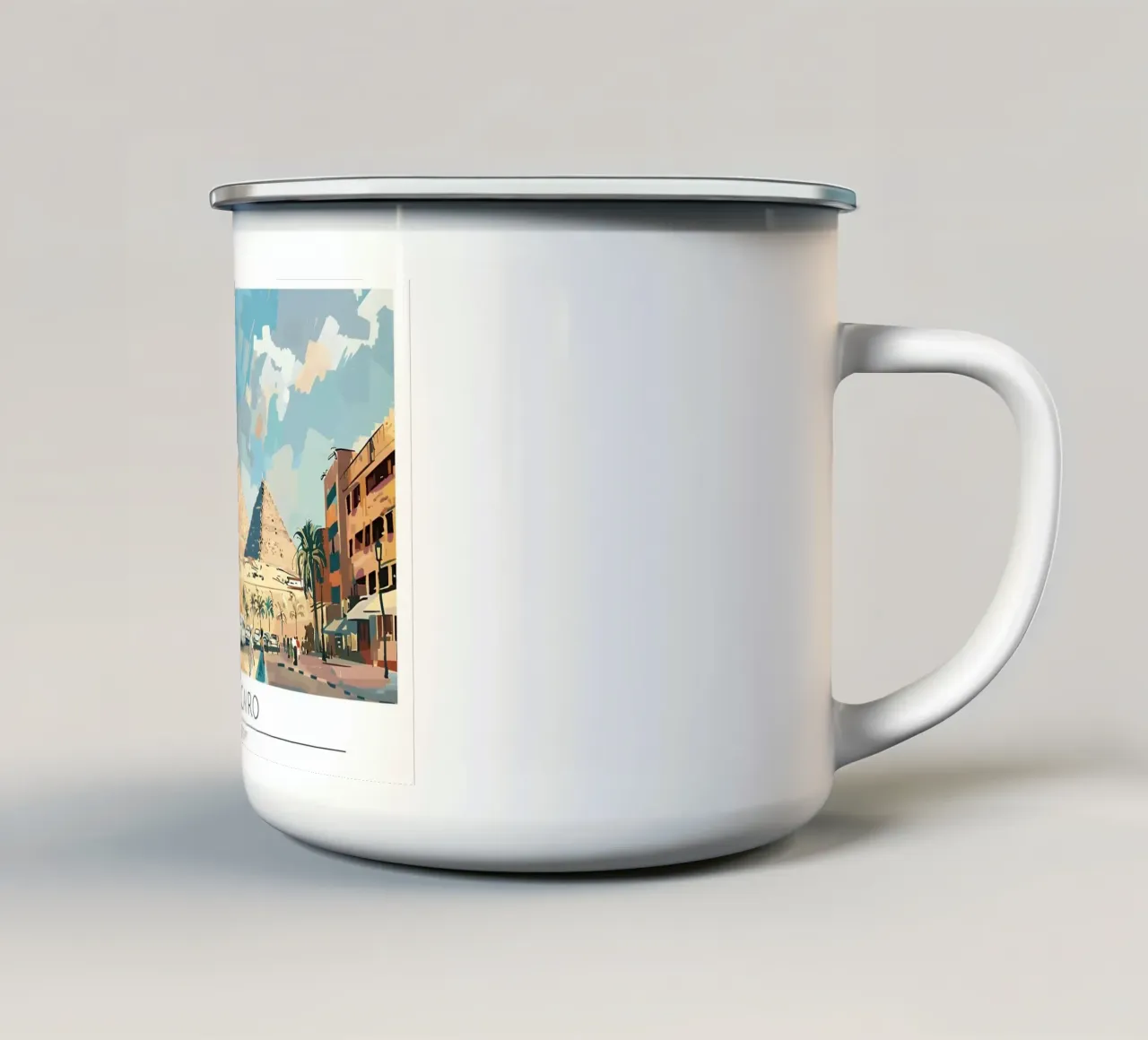 Caïro Gizeh Piramides Retro Reisposter emaille mok van homdeco