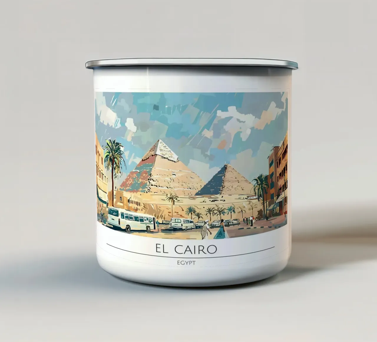 Caïro Gizeh Piramides Retro Reisposter emaille mok van homdeco