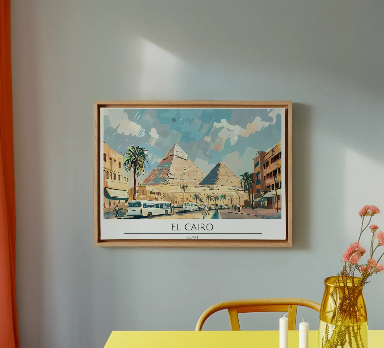 Caïro Gizeh Piramides Retro Reisposter canvas met Baklijst van homdeco