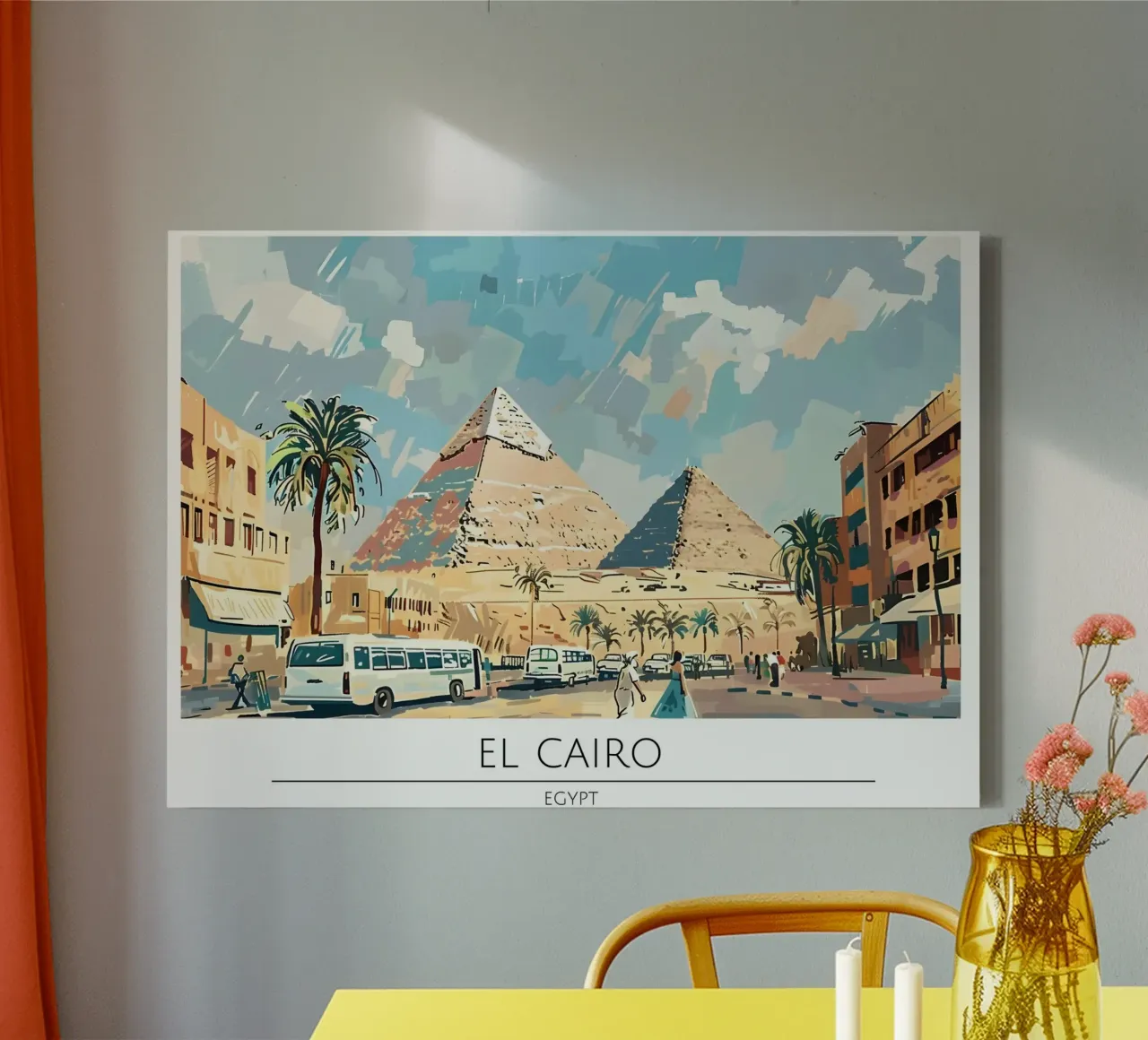 Caïro Gizeh Piramides Retro Reisposter canvas met Baklijst van homdeco