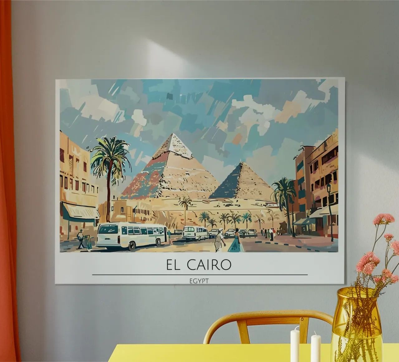 Poster di viaggio retrò Il Cairo Giza Piramidi poster con telaio in legno da homdeco