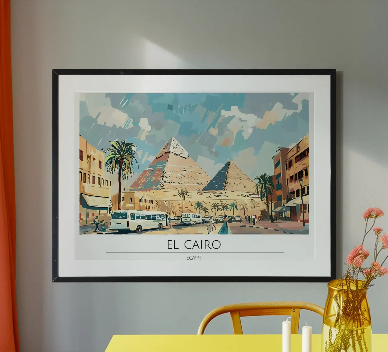 Poster di viaggio retrò Il Cairo Giza Piramidi poster con telaio in legno da homdeco