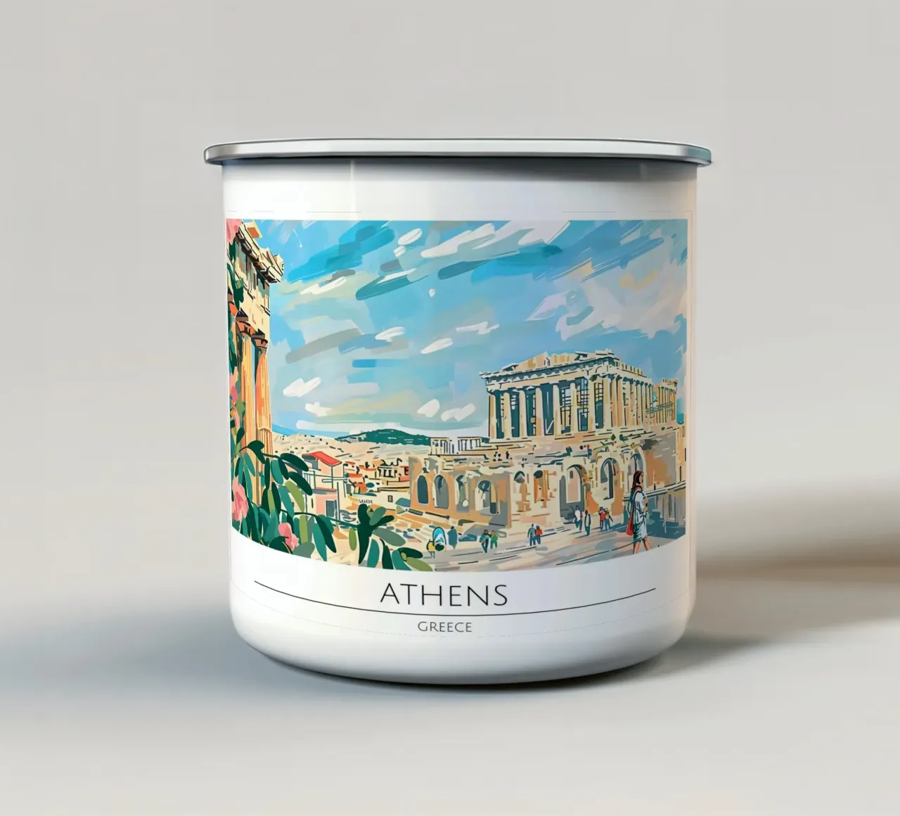 Poster impressionista Atene Acropoli Partenone tazza in smalto da homdeco