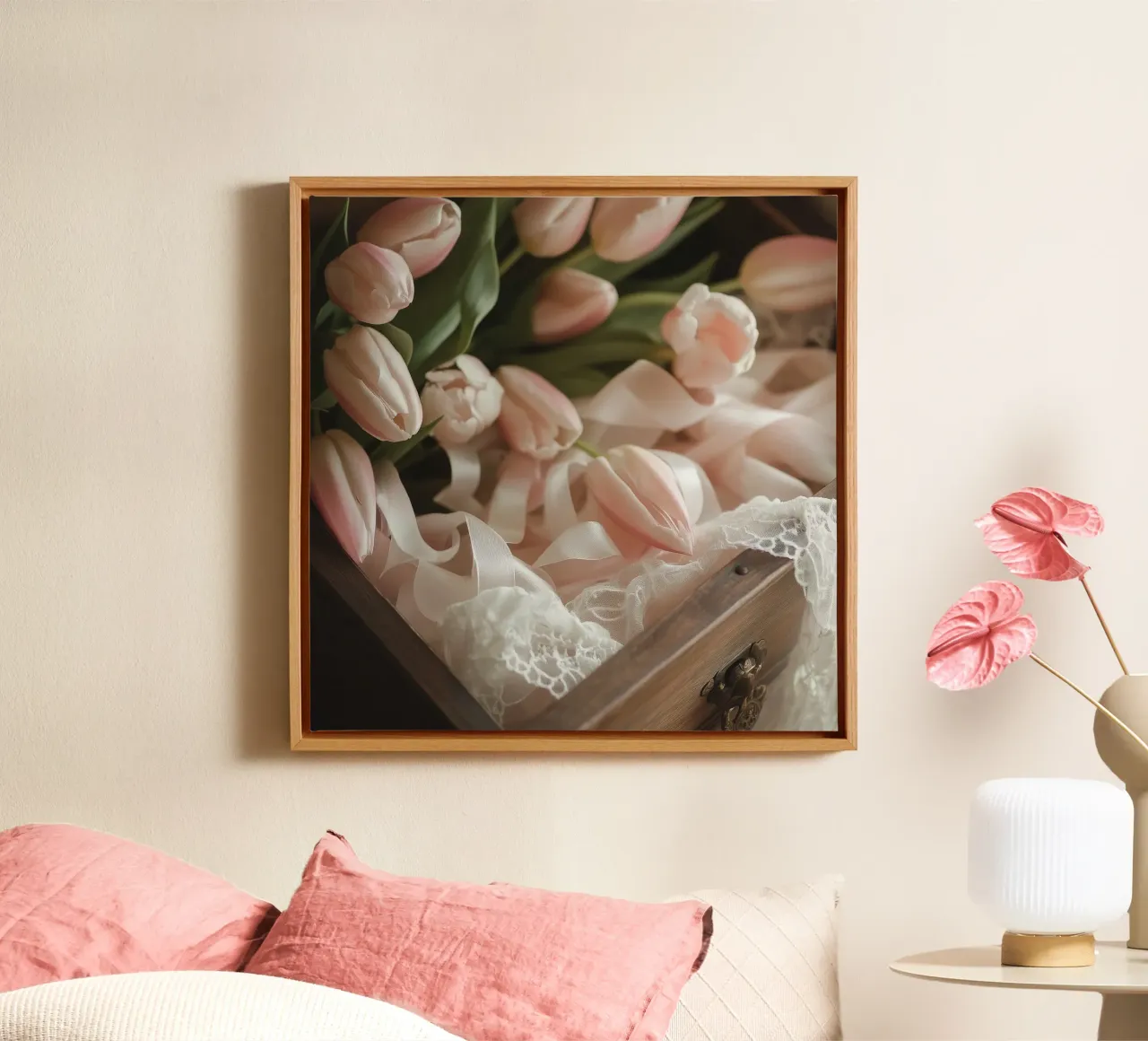 Sussurri in rosa tela con Cornice a cassetta da StillVibe Home