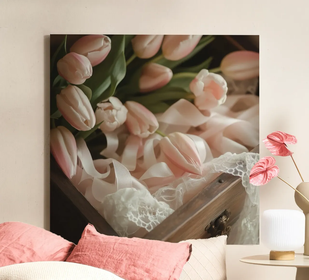 Sussurri in rosa tela con Cornice a cassetta da StillVibe Home