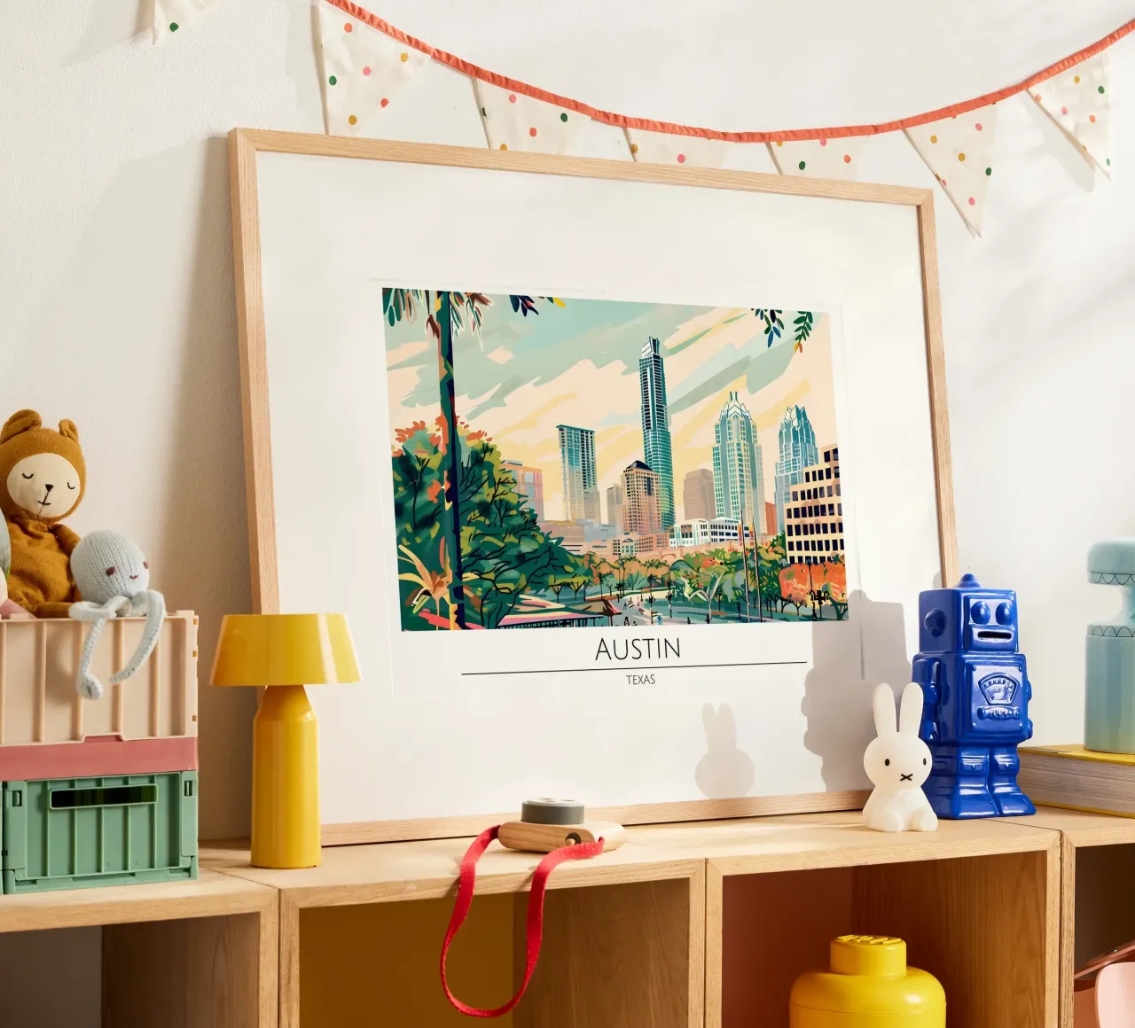 Poster di viaggio retro di Austin Texas Skyline poster da homdeco
