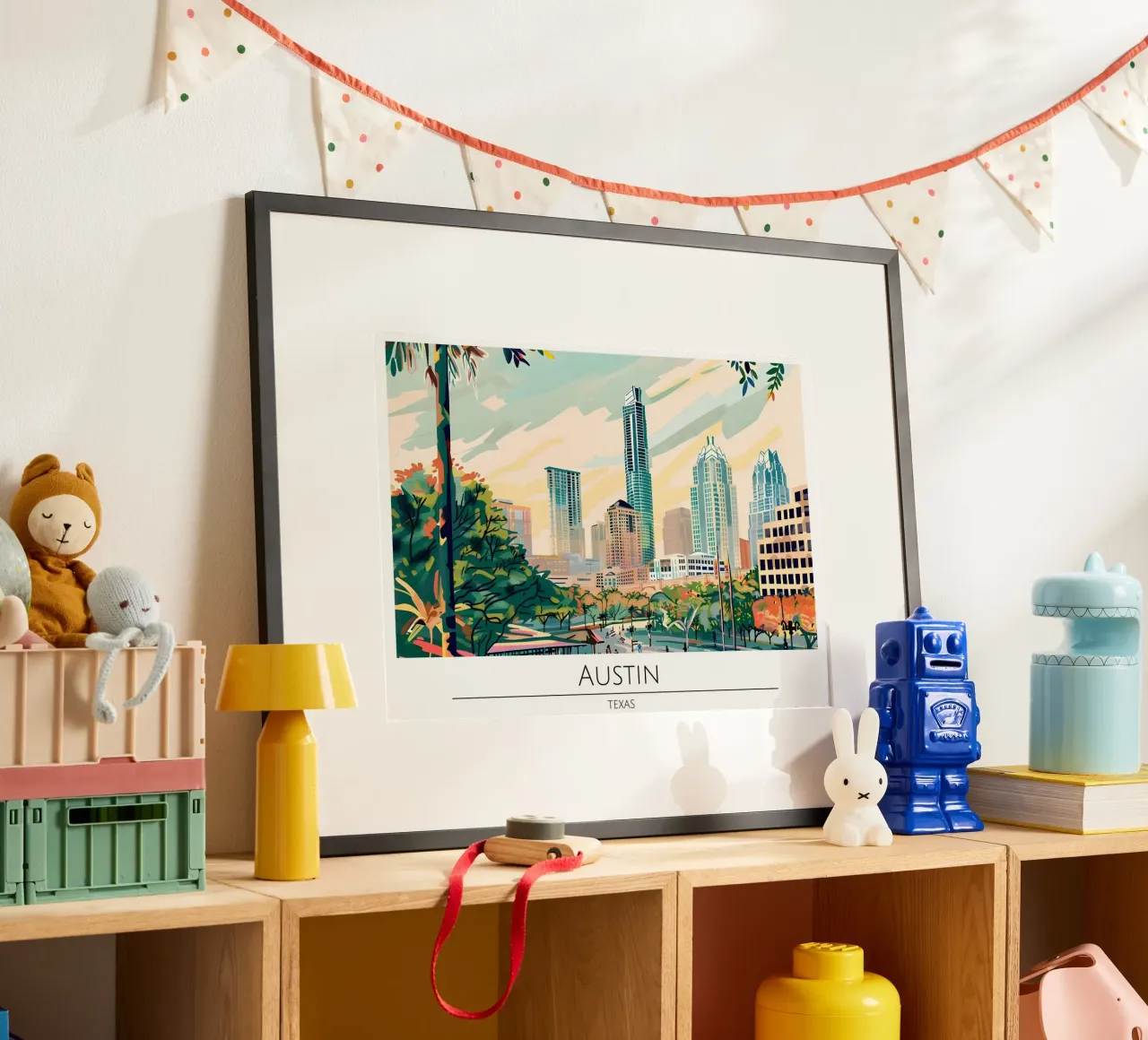 Poster di viaggio retro di Austin Texas Skyline poster da homdeco