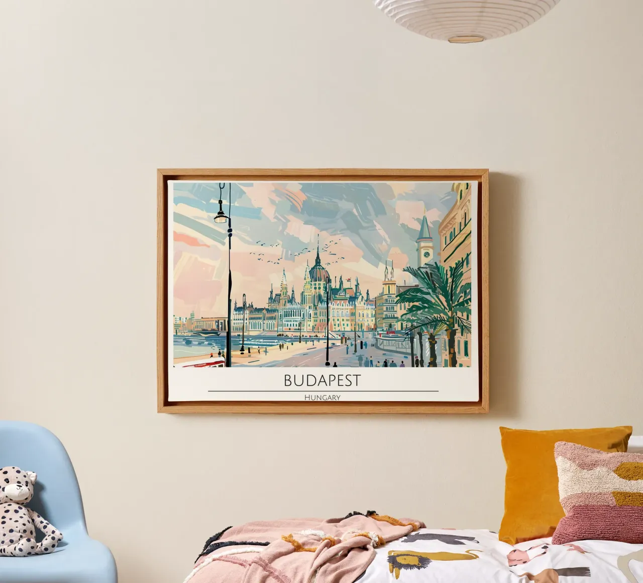Boedapest Parlementsgebouw Retro Reisposter canvas met Baklijst van homdeco