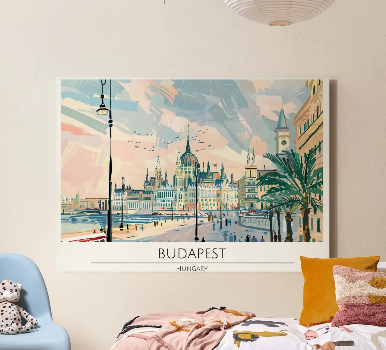 Boedapest Parlementsgebouw Retro Reisposter canvas met Baklijst van homdeco