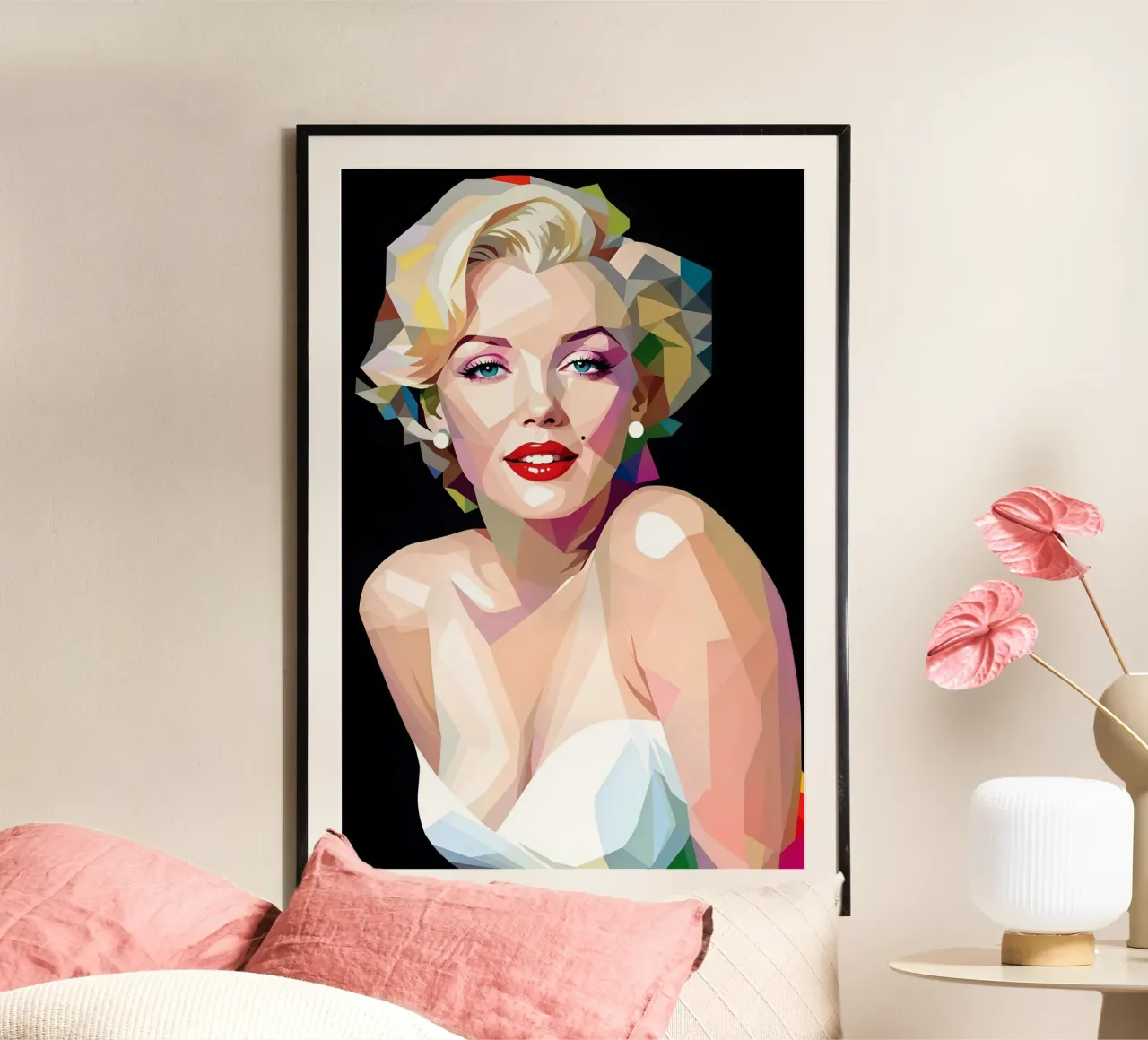 Ritratto di Marilyn Monroe poster con telaio in legno da BONANZA