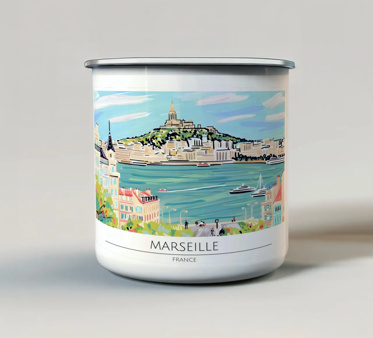 Marsiglia Notre-Dame de la Garde Manifesto d'epoca tazza in smalto da homdeco