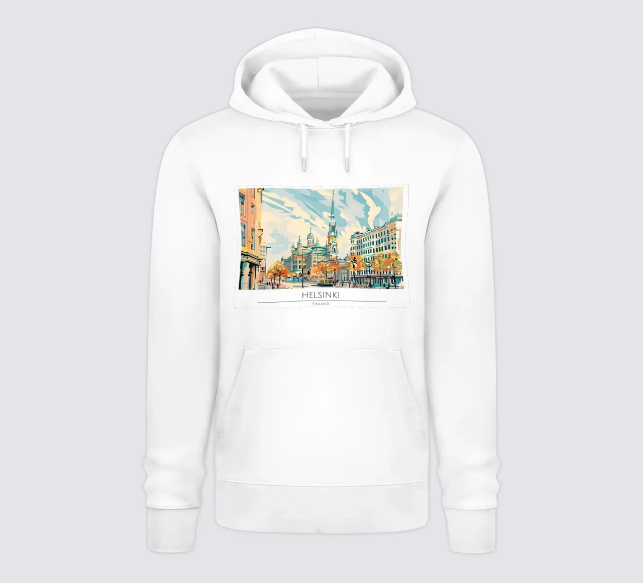 Helsinki Cathedral Retro Travel Poster felpa con cappuccio da homdeco