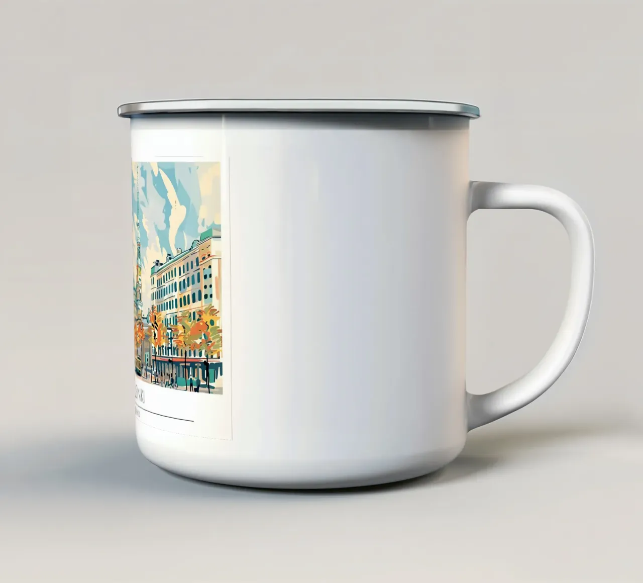 Helsinki Cathedral Retro Travel Poster tazza in smalto da homdeco