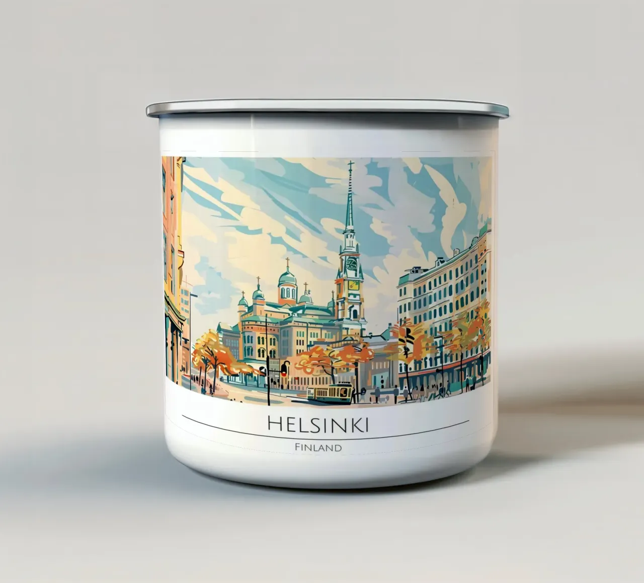 Helsinki Cathedral Retro Travel Poster tazza in smalto da homdeco