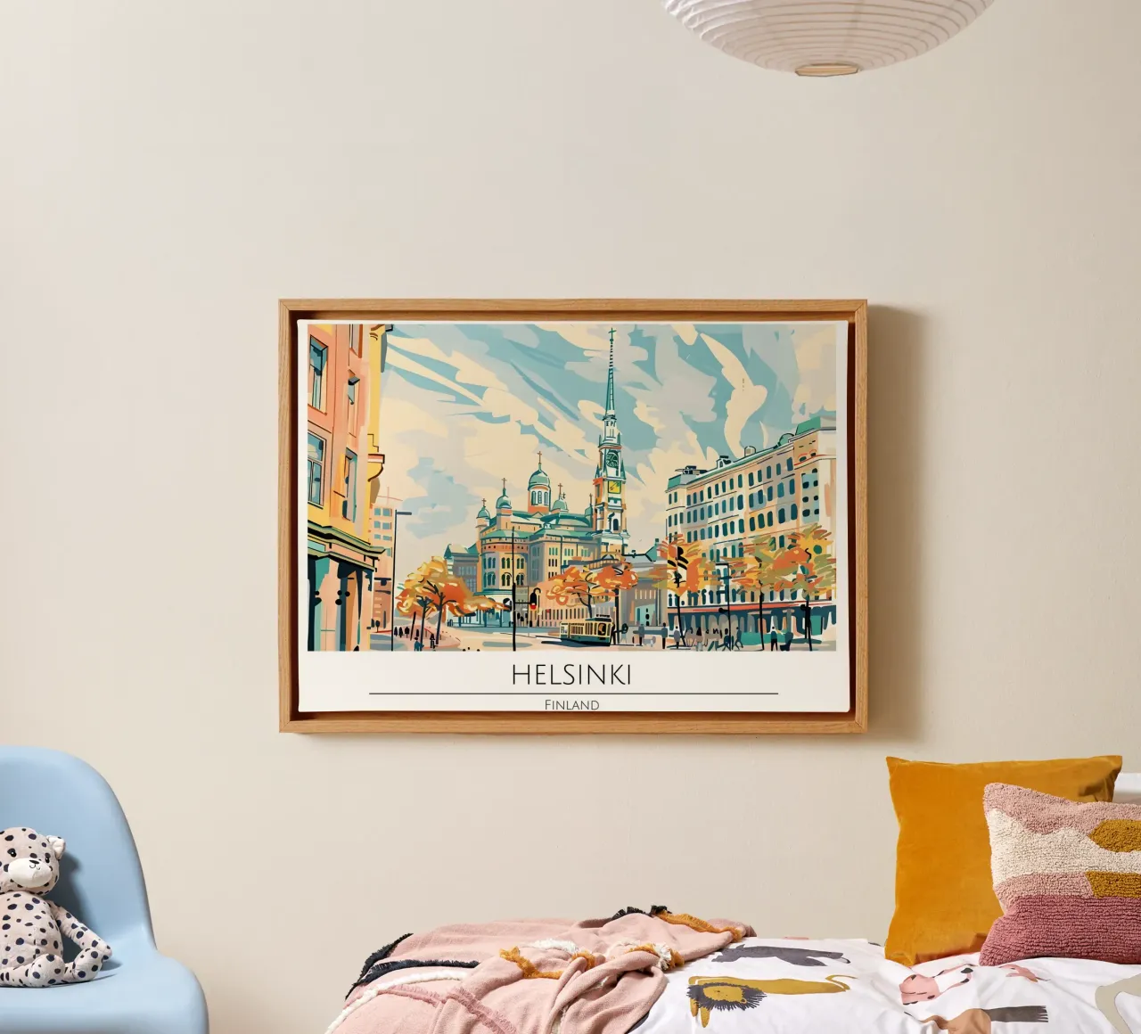 Kathedraal van Helsinki Retro Reisposter canvas met Baklijst van homdeco
