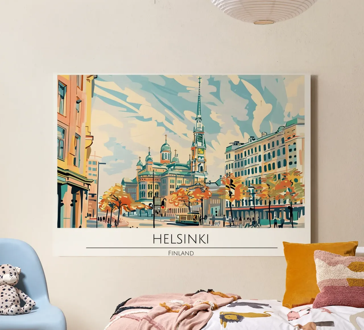 Kathedraal van Helsinki Retro Reisposter canvas met Baklijst van homdeco