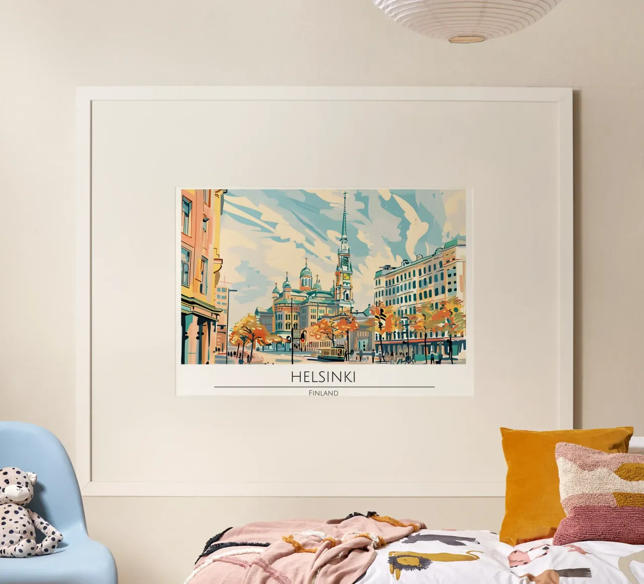 Helsinki Cathedral Retro Travel Poster poster con telaio in alluminio da homdeco