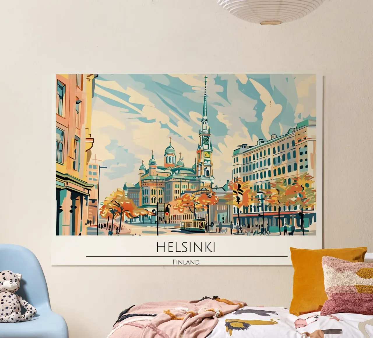 Helsinki Cathedral Retro Travel Poster poster con telaio in alluminio da homdeco