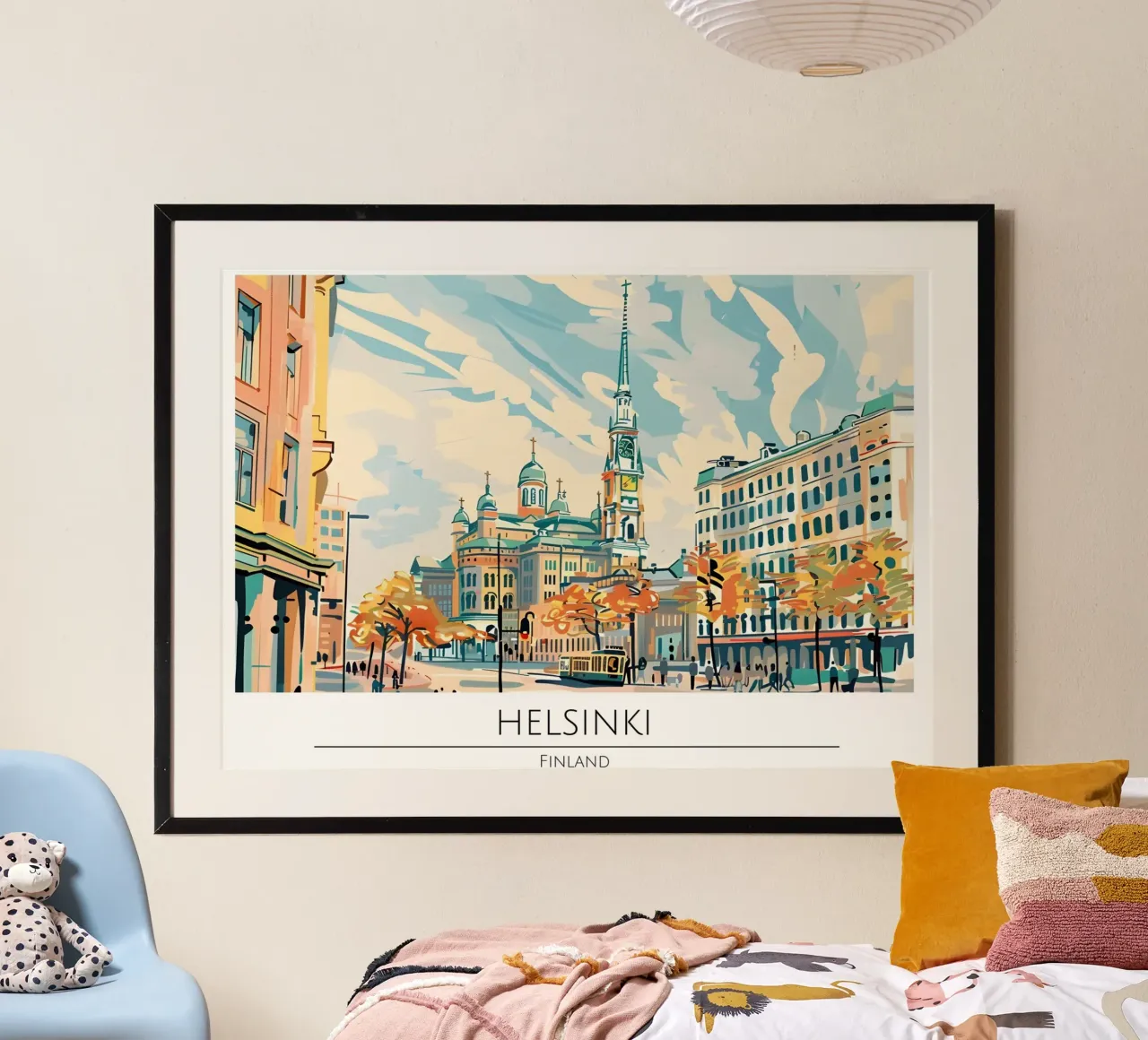 Helsinki Cathedral Retro Travel Poster poster con telaio in alluminio da homdeco