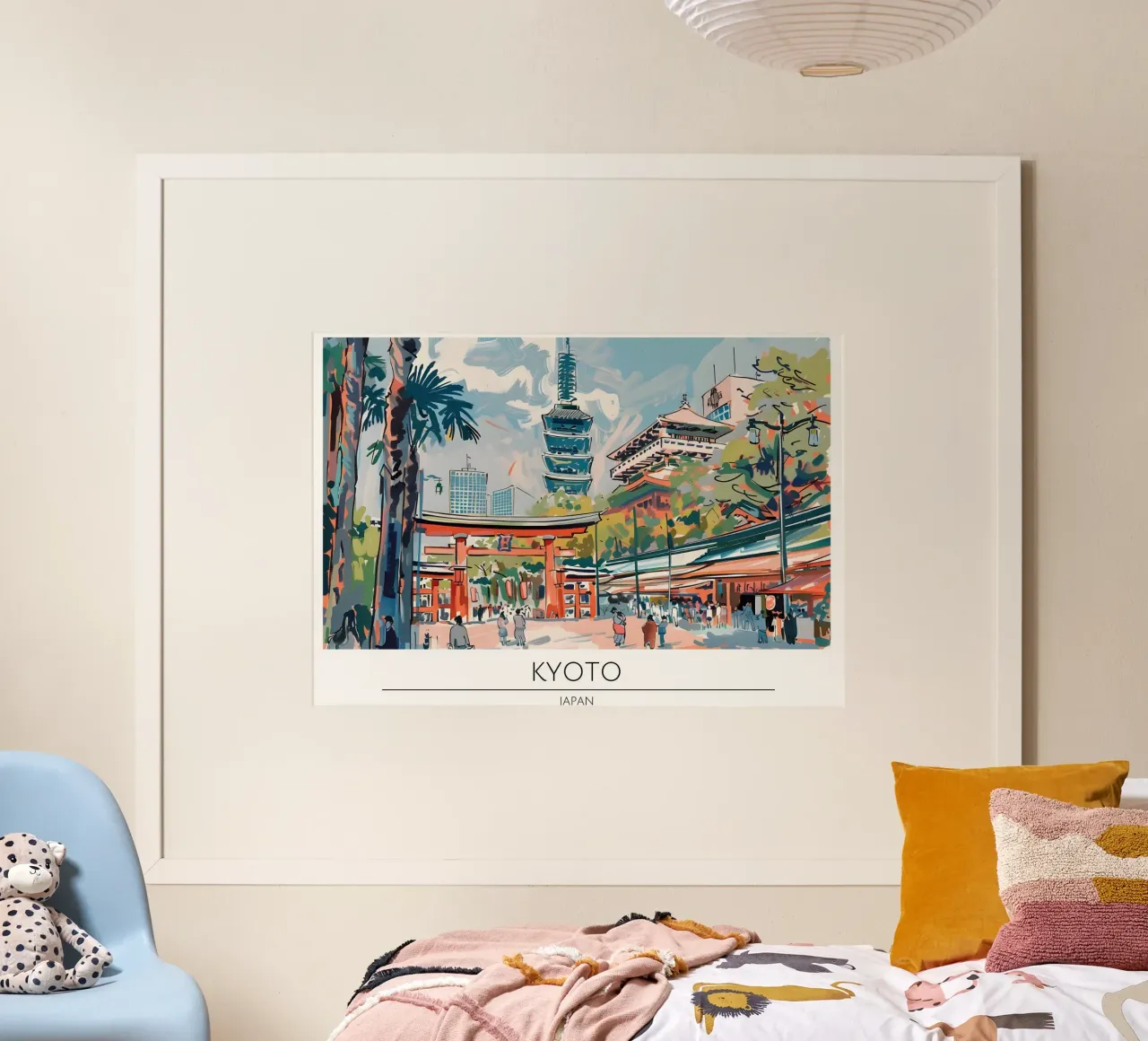 Poster di viaggio retrò della Pagoda Yasaka di Kyoto poster con telaio in legno da homdeco