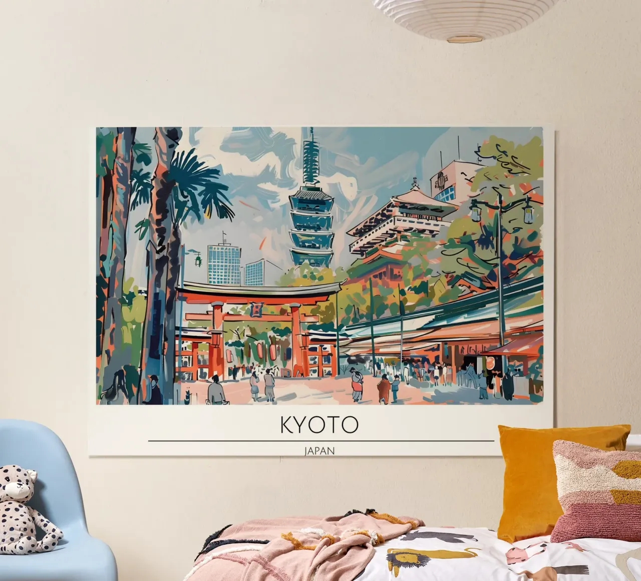 Poster di viaggio retrò della Pagoda Yasaka di Kyoto poster con telaio in legno da homdeco
