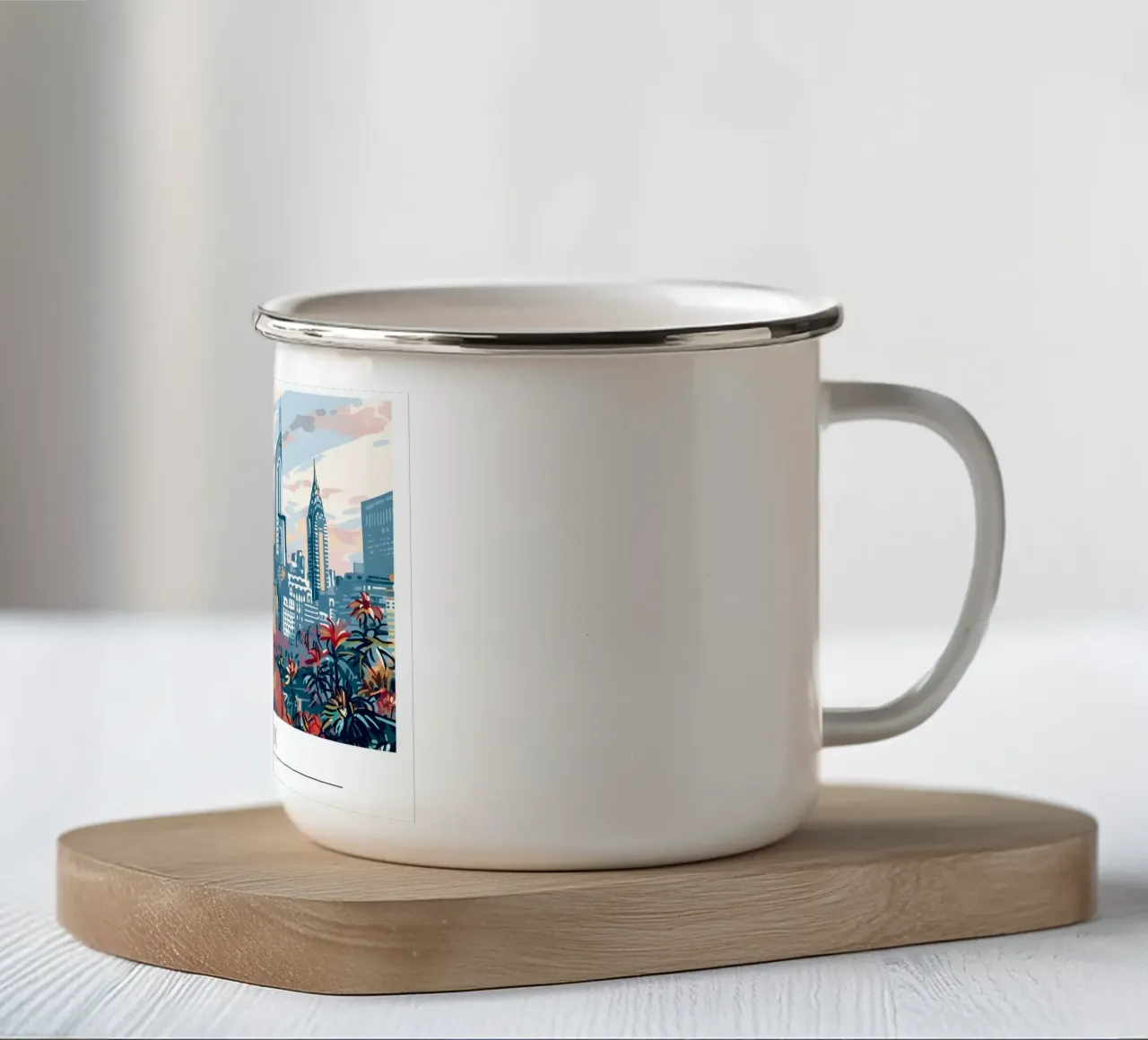 Poster retrò NYC Midtown Manhattan Skyline tazza in smalto da homdeco