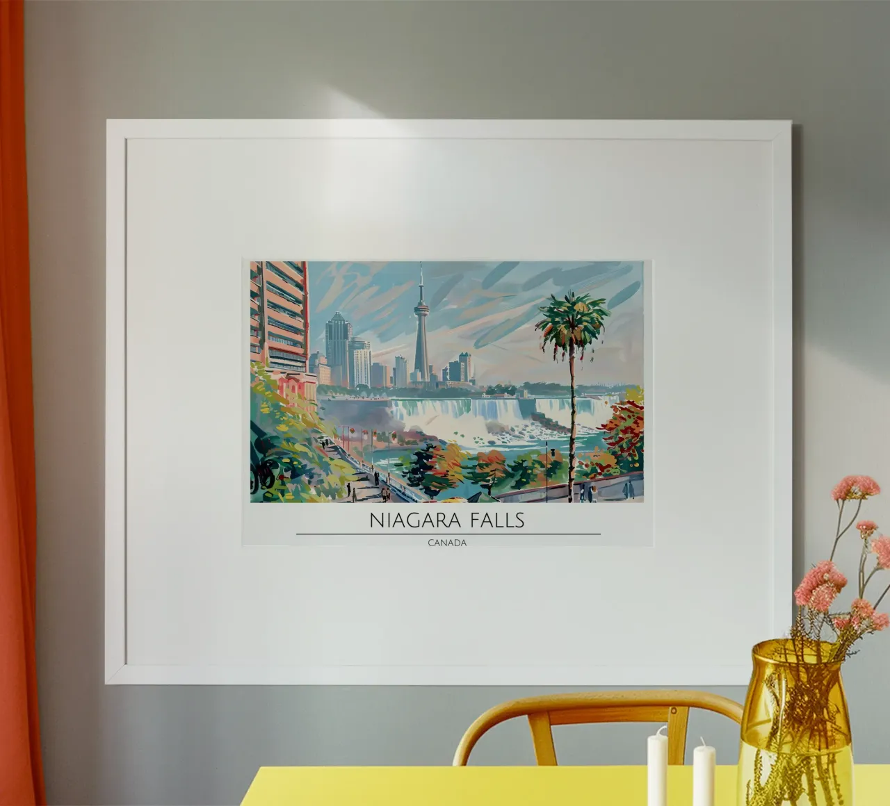 Niagara Falls Toronto Skyline Retro Poster poster con telaio in alluminio da homdeco