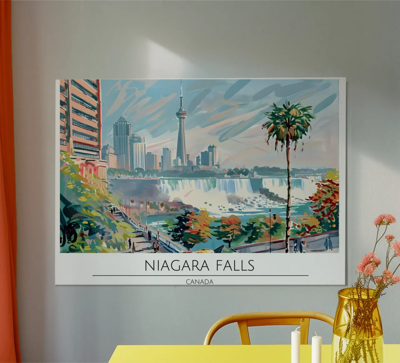 Niagara Falls Toronto Skyline Retro Poster poster con telaio in alluminio da homdeco