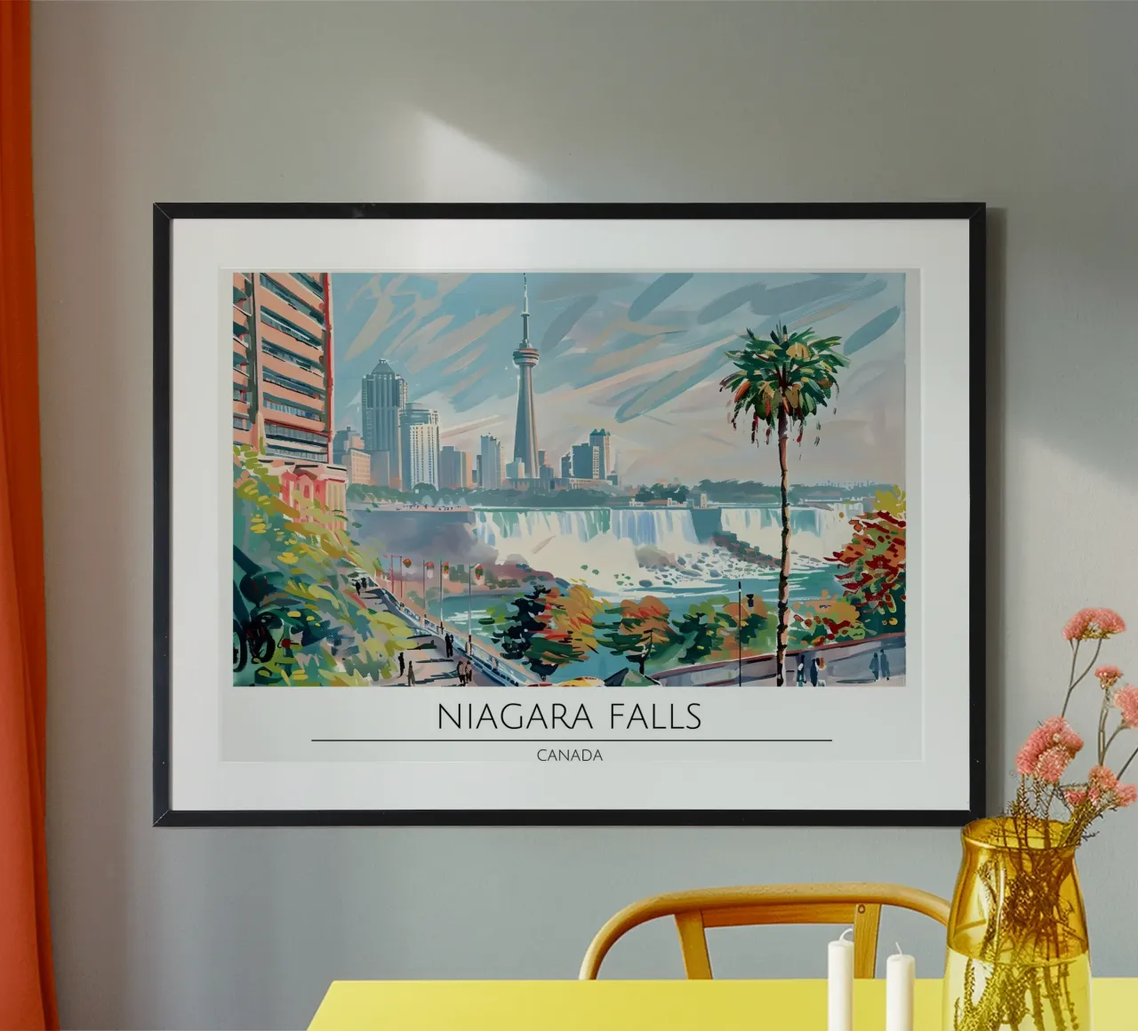 Niagara Falls Toronto Skyline Retro Poster poster con telaio in alluminio da homdeco