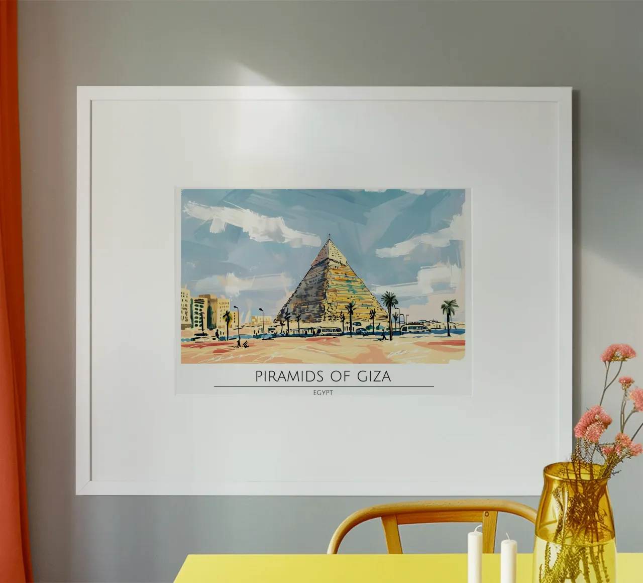 Poster di viaggio retrò Egitto Piramidi di Giza poster con telaio in plastica da homdeco